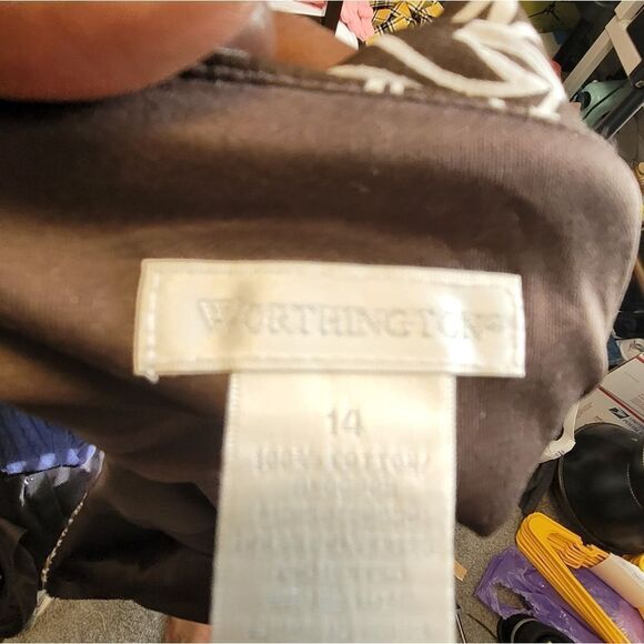 🌴WORTHINGTON BROWN AND WHITE MIDI FLARE SKIRT 14 - Picture 3 of 5